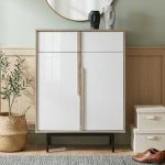 FROZA 2 Door 2 Drawers Shoe Cabinet-Oak+White