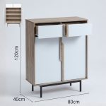 FROZA 2 Door 2 Drawers Shoe Cabinet-Oak+White - Image 3