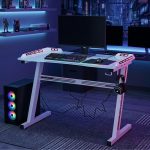G01 100cm Gaming Table With LED Light-White - Image 2