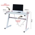 G01 100cm Gaming Table With LED Light-White - Image 4