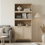 HOSHI 80cm 2 Door Display Cabinet-Oak