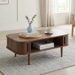 MALMU 110cm Sliding Door Coffee Table-Walnut
