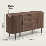 MALMU 150cm Sliding Door Sideboard-Walnut - Image 6