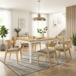 MARCHE Full Solid 6 Seater Dining Set-Natural - Image 2