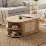MILOS 110cm Curved Coffee Table-Wotan Oak