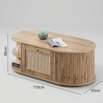 MILOS 110cm Curved Coffee Table-Wotan Oak - Image 2