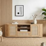 MILOS 180cm Curved TV Cabinet-Wotan Oak