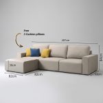 MOLISE 3 Seater Pet Friendly Modular L Shaped Sofa-Sand - Image 3