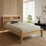 MORI Single Wooden Bed Frame With LED Ambient Light-Natural - Image 2