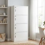 NOBLE 4 Door Storage Cabinet With Key Lock-White