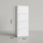 NOBLE 4 Door Storage Cabinet With Key Lock-White - Image 2