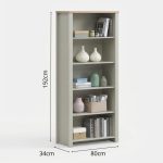 ORION 5 Tier Display Cabinet Book Shelf-Grey - Image 3