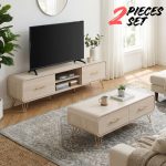 [Package] PUGLIA 6 Feet 2 In 1 Living Set-White Wash