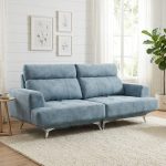 REIMS 3 Seater Pet Friendly Push Back Sofa-Sky Blue - Image 2