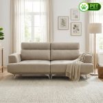 REIMS 3 Seater Pet Friendly Push Back Sofa-Coffee Brown