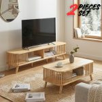 [Package] SAMOS 150cm 2 In 1 Solid Wood Living Set-Natural