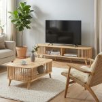 [Package] SAMOS 150cm 2 In 1 Solid Wood Living Set-Natural - Image 2