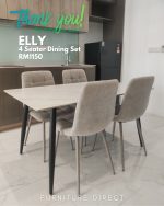 ELLY 4 Seater Sintered Stone Dining Set-Beige - Image 10
