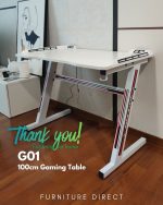 G01 100cm Gaming Table With LED Light-White - Image 5
