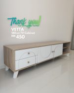 VETTA 180cm TV Cabinet-Oak+White - Image 6