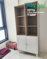 VETTA 2 Door High Bookcase-Oak+White - Image 4