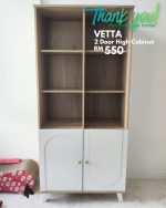 VETTA 2 Door High Bookcase-Oak+White - Image 5