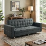 TOPEKA 3 Seater Sofa Bed With Armrest-Grey - Image 2