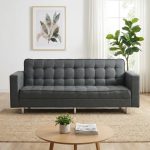 TOPEKA 3 Seater Sofa Bed With Armrest-Grey