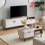 [Package] TOSCANA 6 Feet 2 In 1 Living Set-Oak+White