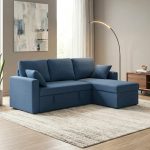 UMBRIA 3 Seater Storage Sofa Bed-Blue - Image 3