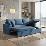 UMBRIA 3 Seater Storage Sofa Bed-Blue - Image 2