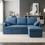 UMBRIA 3 Seater Storage Sofa Bed-Blue