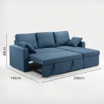 UMBRIA 3 Seater Storage Sofa Bed-Blue - Image 4