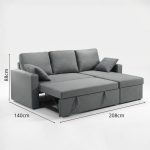 UMBRIA 3 Seater Storage Sofa Bed-Grey - Image 5