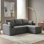 UMBRIA 3 Seater Storage Sofa Bed-Grey - Image 4