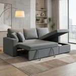 UMBRIA 3 Seater Storage Sofa Bed-Grey - Image 2