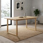 UMI D120cm Solid Wood Dining Table-Natural