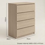 [Premium Grade ] VESTA 4 Drawer Chest-Oak - Image 3