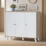 VETTA 3 Door Shoe Cabinet-Oak+White - Image 2