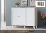 VETTA 3 Door Shoe Cabinet-Oak+White - Image 4
