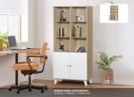 VETTA 2 Door High Bookcase-Oak+White - Image 3