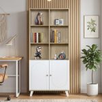 VETTA 2 Door High Bookcase-Oak+White - Image 2