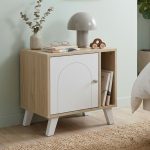 VETTA 1 Door Bedside Table-Oak+White - Image 3