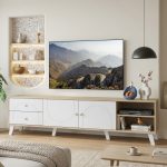 VETTA 180cm TV Cabinet-Oak+White - Image 2