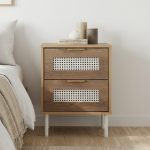 DALLAS 2 Drawers Bedside Table-Wotan Oak