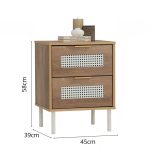 DALLAS 2 Drawers Bedside Table-Wotan Oak - Image 3