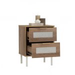 DALLAS 2 Drawers Bedside Table-Wotan Oak - Image 4