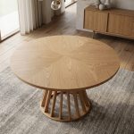 DOMIC 4 Seater Round Dining Set-Oak - Image 2