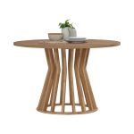 DOMIC 4 Seater Round Dining Set-Oak - Image 5