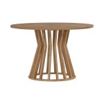 DOMIC 4 Seater Round Dining Set-Oak - Image 8